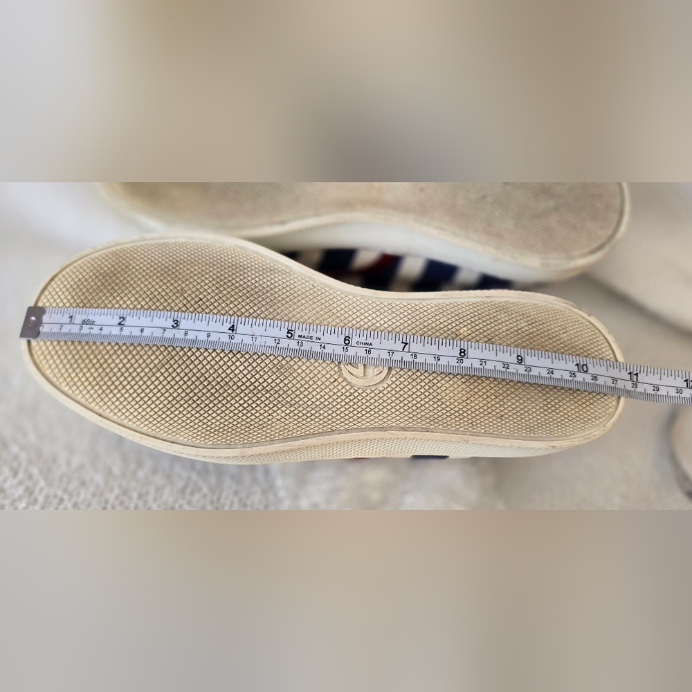 Pre-owned 💯 Authentic Gucci Dublin Stripe Slip-on Sneakers 👟  Navy/White - Picture 9 of 12